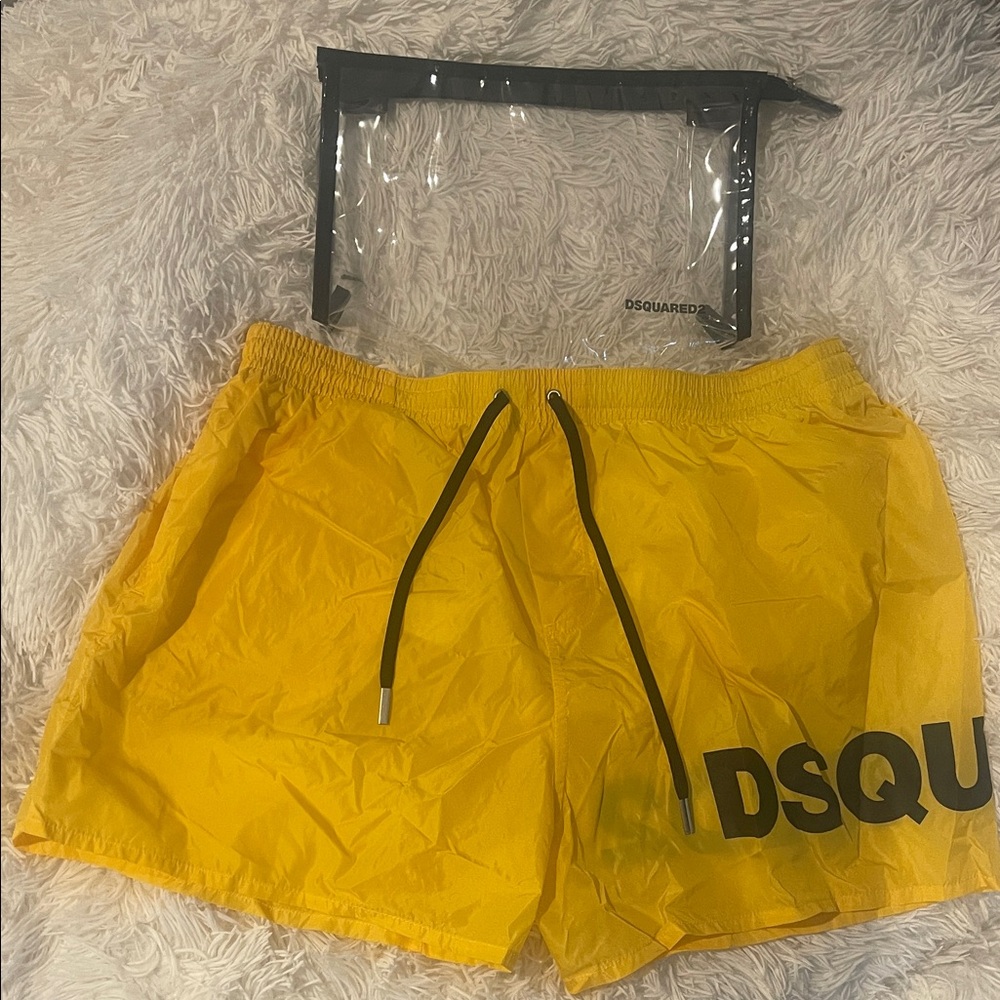 DSQUARED2 Bright Yellow Swim Shorts with Black Logo